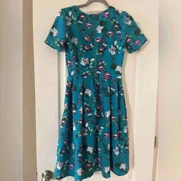 EUC LulaRoe Teal Floral Dress Women’s XS - Picture 9 of 11